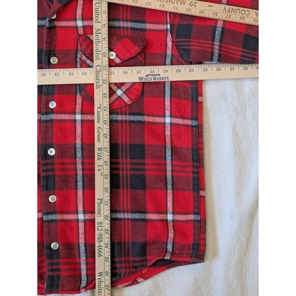 OshKosh Sportswear Vintage Flannel 60s Union Made Red Plaid Cotton Boxy Medium - Picture 8 of 9